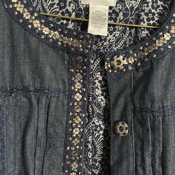 Chicos Denim Embellished Jacket Size 2 - Picture 4 of 4